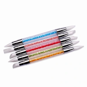 Silicone nail art pen brush nails art accessories tools supplies carving 3D image DIY dotting nail tools double head