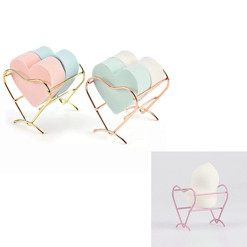 JZG 1pcs Free Sample Hot Unique Design Heart Shape Beauty Accessories Puff Sponge Display Stand Rack Metal Puff Drying Holder