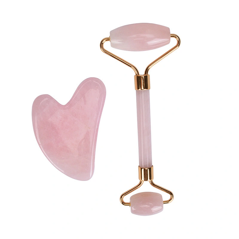 Amazon Hot Sales Skin Care Tools Custom 100% Natural Crystal Facial Face Rose Quartz Roller Gua Sha Jade Roller