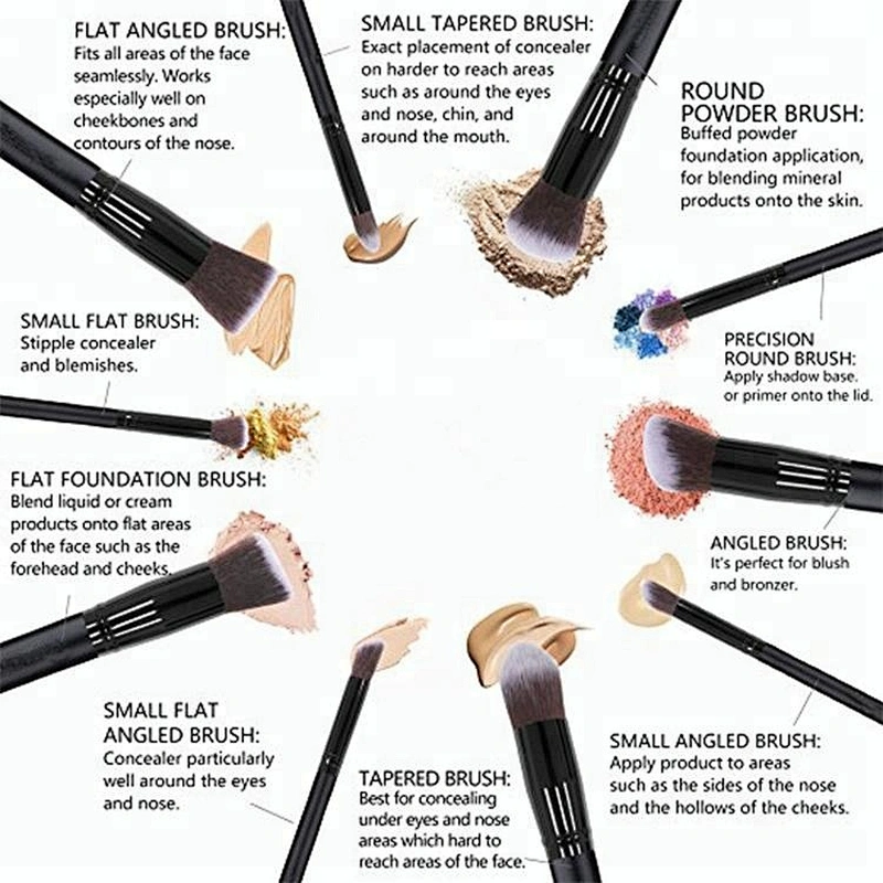 JZG Best seller 10pcs custom logo makeup brushes with nylon hair