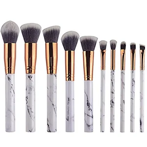 10pcs cosmetic oval high quality marble makeup brushes set
