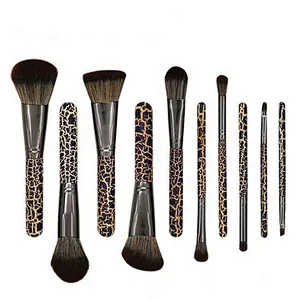 10pcs Leopard print pattern beauty cosmetics makeup brush set
