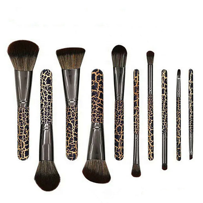 10pcs Leopard print pattern beauty cosmetics makeup brush set