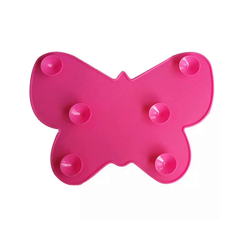 JZG 1pcs Newest Design Butterfly Shape China Factory Big Silicone Makeup Brush Cleaner Pad Mat for Sale with Suction Holder