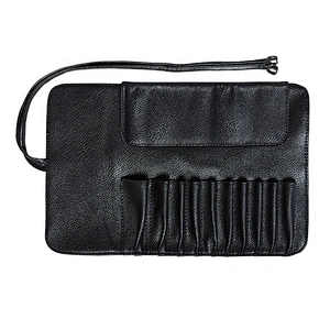 High-grade soft leather PU cosmetic brush bag portable folding professional large capacity cosmetic brush bag