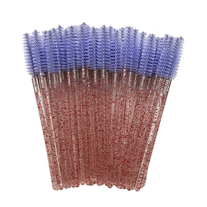 Custom Glitter Diamond Disposable Factory Rhinestone Brush Eyebrow Eye Shadow Eyelash Mascara Wand