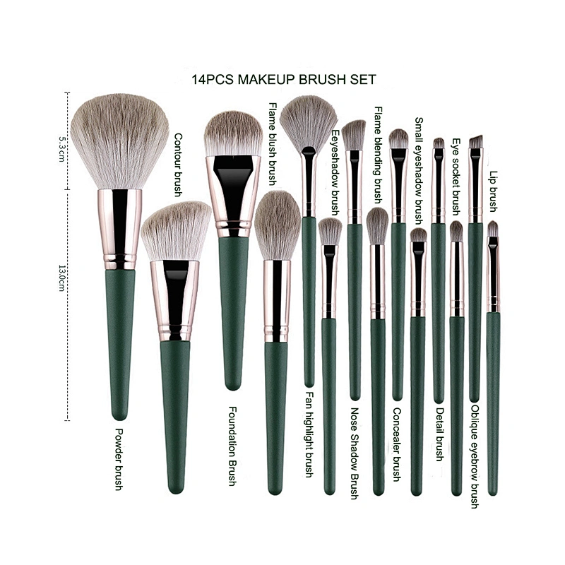 Factory New High quality 14pcs makeup brushes set soft wooden handle beauty tools complete set of makeup brushes for beginners