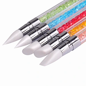 Silicone nail art pen brush nails art accessories tools supplies carving 3D image DIY dotting nail tools double head