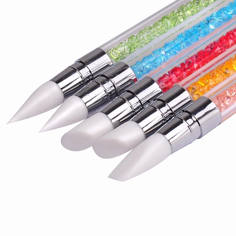 Silicone nail art pen brush nails art accessories tools supplies carving 3D image DIY dotting nail tools double head