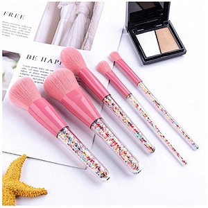 JZG High Quality Vegan Plastic Granule Transparent Handle Cosmetic Brush Set Candy Makeup Brush