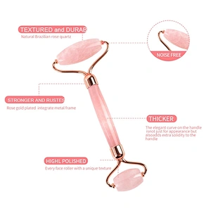 JZG Wholesale OEM Private Label Genuine Facial Anti Aging Gift Box Stone Pink Rose Quartz Jade Roller and Guasha Set for Face