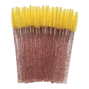 Crystal Shiny Disposable Mascara Wand Eyelash Eyebrow Brushes Spooly Applicator