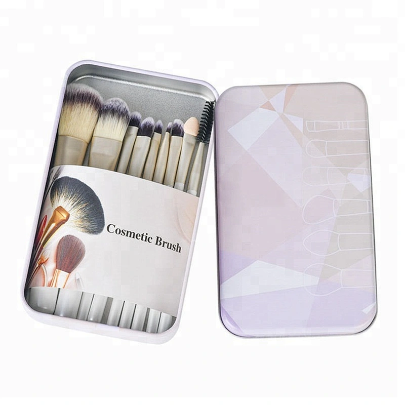 Imported Wholesale Makeup Brushes Set 9pcs Powder Foundation Cosmetics Makeup Brush Essential Kit with Metal Box