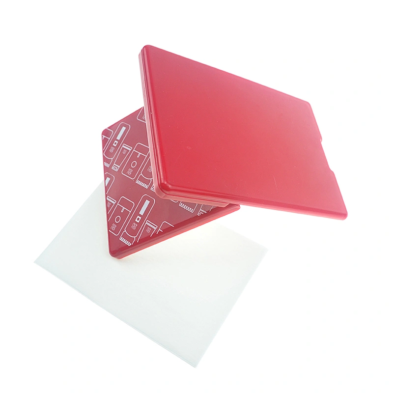 Customized Logo Folding Travel Pocket Cosmetic Mirror With 50 makeup oil-absorbing paper
