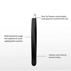 JZG 1pcs Black Wholesale Best Tools Private Label LOGO OEM Custom Professional Eyebrow Tweezers