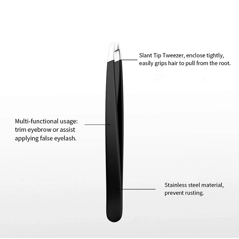 JZG 1pcs Black Wholesale Best Tools Private Label LOGO OEM Custom Professional Eyebrow Tweezers