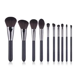 10pcs/set Black And White round Tail Wooden Handle makeup brush set