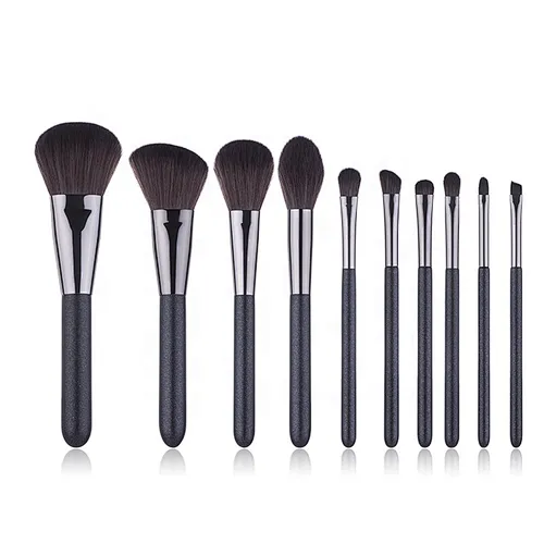10pcs/set Black And White round Tail Wooden Handle makeup brush set