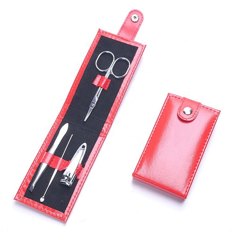 4Pcs/set Mini Nail Manicure Tool Set High Quality Nail Care Kits Custom Nail Clippers Scissors File Tweezers With PVC Bag Case