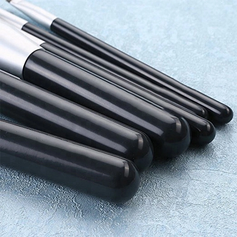 Beautiful 6pcs make up brushes private label black wooden synthetic hair cosmetics makeup brushes set