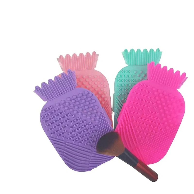 JZG Wholesales Factory Price Newest Big Pineapple Shape Multi-color Silicone Beauty Accessories Makeup Brush Cleaner Pad Mat