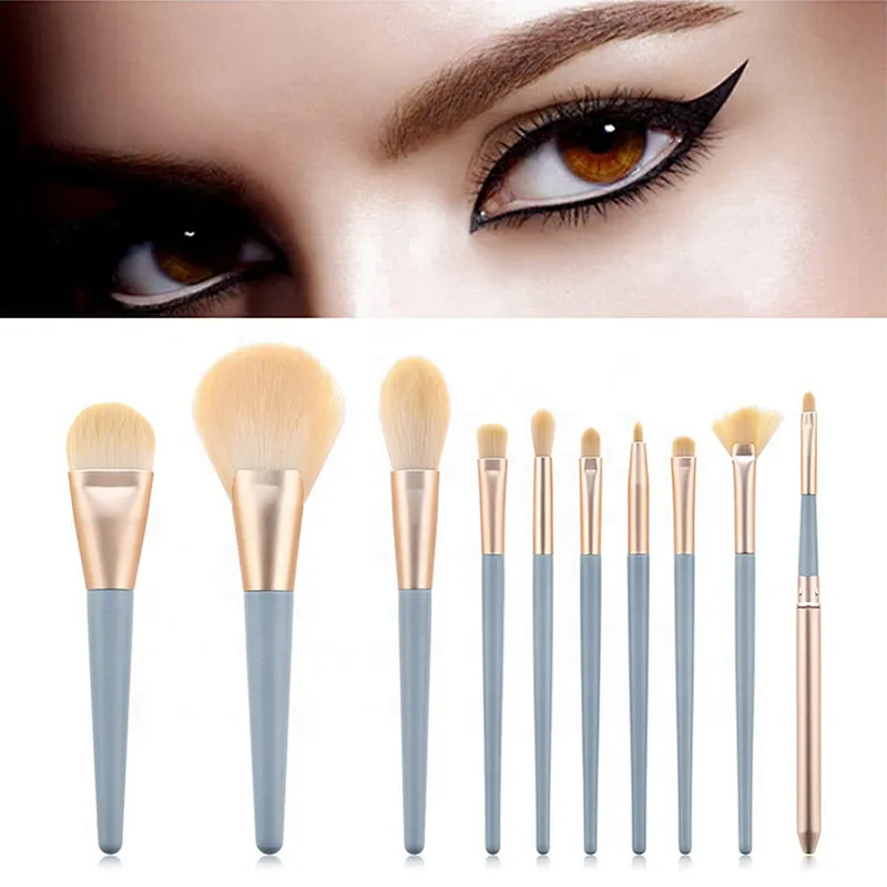 10pcs High Quality Natural Synthetic Hair Make Up Brush Tools Kit Professional Beauty Cosmetics