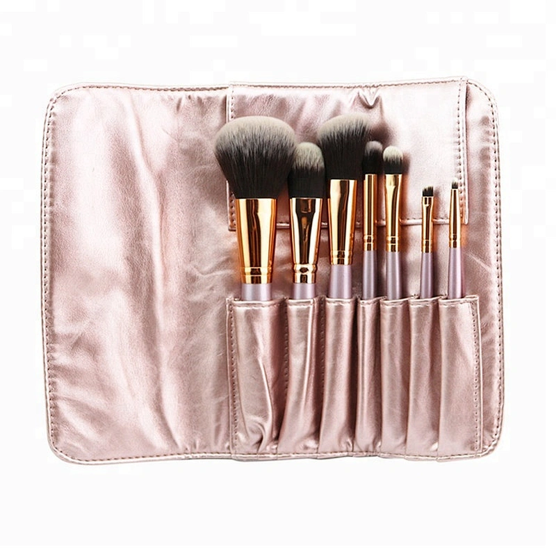 High quality  7pcs Oval Makeup Brushes Set Private Label Beauty Cosmetics Kabuki Make Up Tool Eyebrow Powder Foundation with Bag