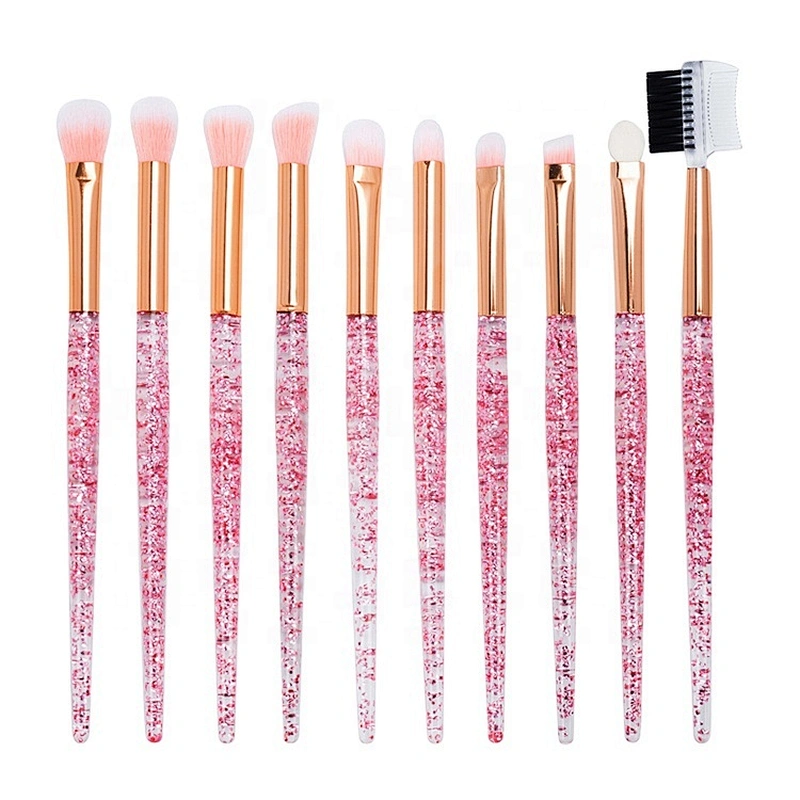 Glitter 10pcs Lovely Pink Eye Brushes Set Eyeliner Eyebrow Eyeshadow Makeup Brushes Set Cosmetic Beauty Tools