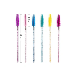 JZG Wholesale Newest Shiny Glitter Disposable Crystal Eyelash Brush Comb 50pcs/pack Eye Lashes Extension Mascara Wands