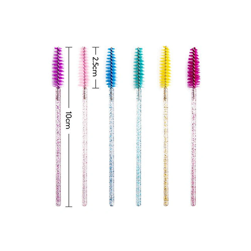 JZG Wholesale Newest Shiny Glitter Disposable Crystal Eyelash Brush Comb 50pcs/pack Eye Lashes Extension Mascara Wands