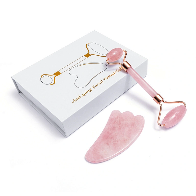 Massager Facial Roller Rose Quartz Gua Sha Face Jade Roller For Skin Tools Gift Set Jade