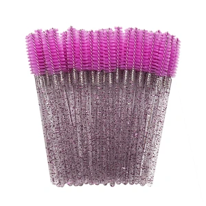 Custom Glitter Diamond Disposable Factory Rhinestone Brush Eyebrow Eye Shadow Eyelash Mascara Wand
