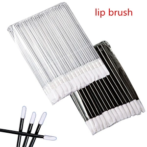 JZG 50pcs/bag Wholesale Black White Color Disposable Makeup Flocked Applicator Cheapest Lip Gloss Wand