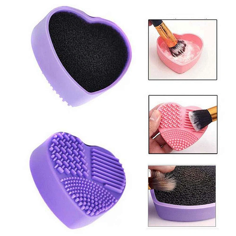JZG 1pcs Best Seller Heart Shape Makeup Brush Silicone Cleaner and Dryer Private Label Logo Beauty Tools Makeup Brush Cleansing