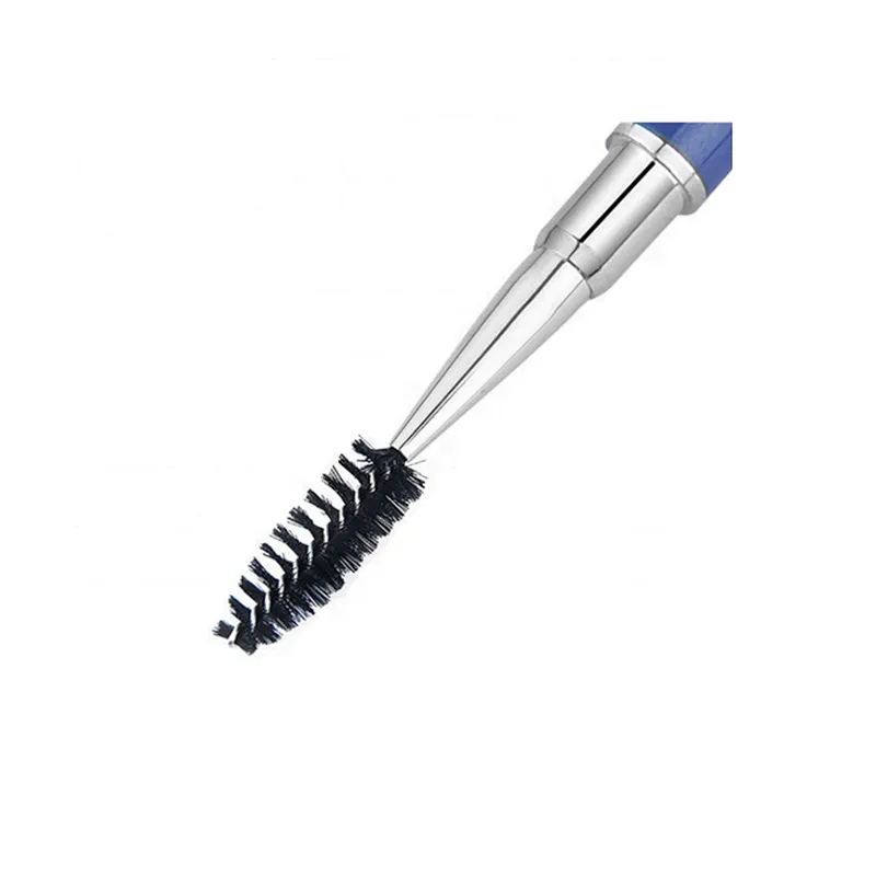 A makeup brush with a diamond handle and cap for brushing eyelashes