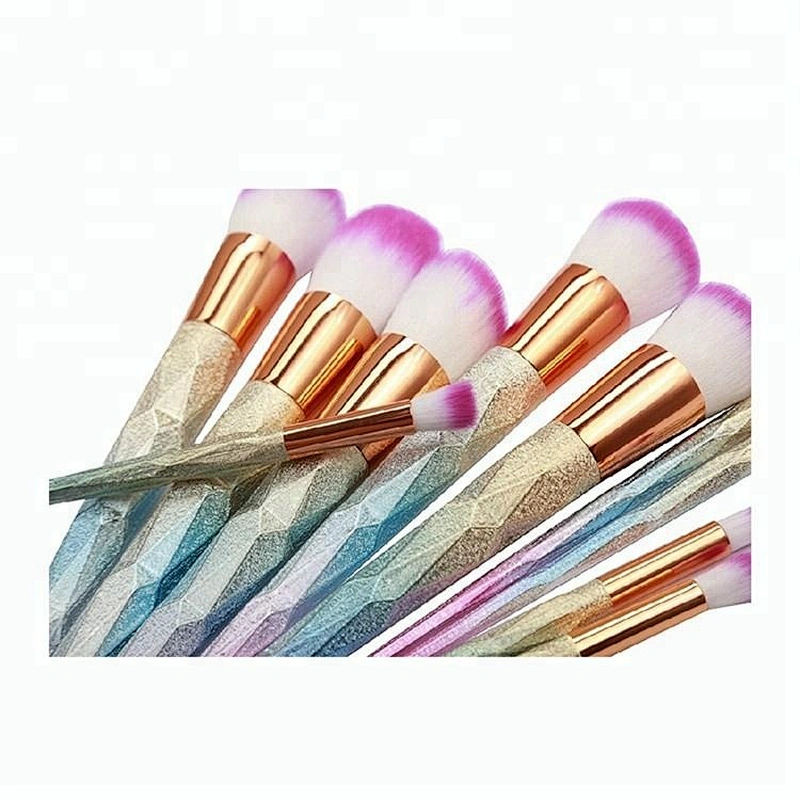 Private Label 10pcs Glitter Diamond Makeup Brush Set With Portable Makeup Bag
