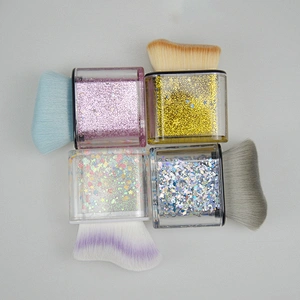 1PCS High Quality Shiny Liquid Face Private Label Square Cosmetic Brush Powder Foundation kabuki Blush Makeup Brushes