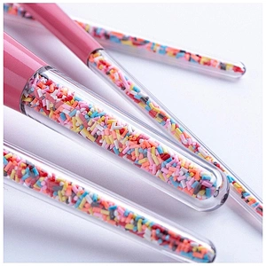 JZG High Quality Vegan Plastic Granule Transparent Handle Cosmetic Brush Set Candy Makeup Brush