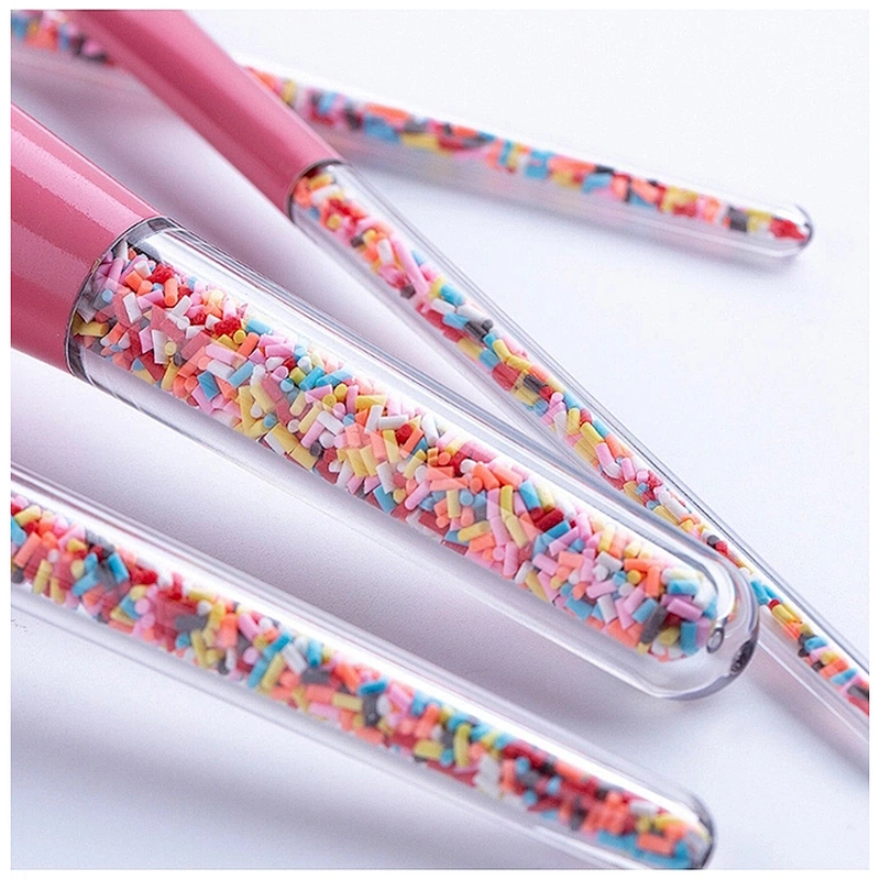 JZG High Quality Vegan Plastic Granule Transparent Handle Cosmetic Brush Set Candy Makeup Brush