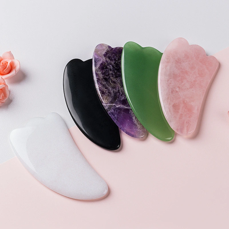 Gua Sha Scraping Massage Face Green Rose Quartz Jade Guasha Board Scraper Tool