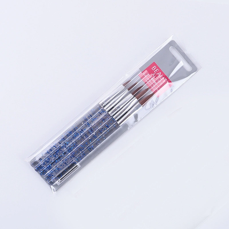 2 colors 5pcs plastic glitter nail brush liners private label acrylic nail brush Nylon hair acrylic nail art pencil brush