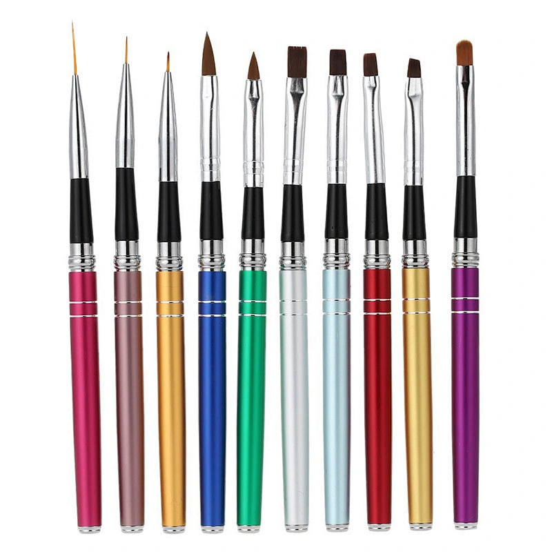 High Quality Custom Logo Rose Gold Copper Parts Germany Nail Brush 100% Pure Kolinsky Hair Acrylic Nail Art Brush