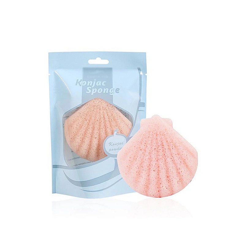 JZG OEM Factory Wholesale Private Label Sea Shell Shape Various Colors 100% Natural Soft Skin Care Konjac Sponge Washing Cleaner