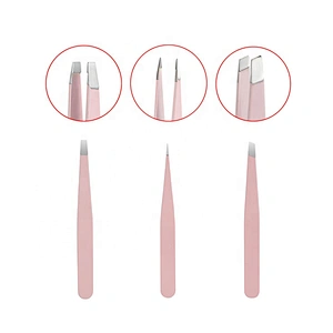 3 PCS/Set Point Tip Slant Tip Flat Tip Hair Removal Stainless Steel Eyebrow Tweezers Scissors Set With Bag