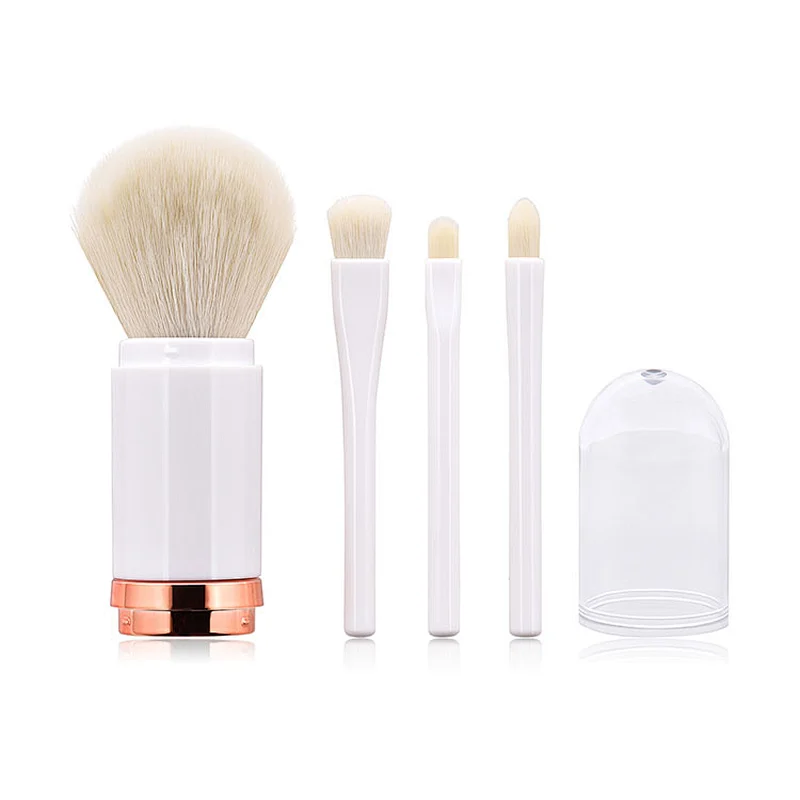 JZG Vegan New Style Double Side Makeup Brushes Retractable 4 in 1 Mini Makeup Brush Set For Travel