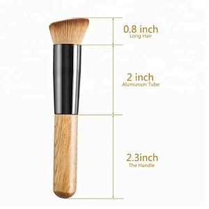 Wooden Handle Professional Human Hair Makeup Brush Customized Logo Foundation Powder Make Up Brush Set For Travel