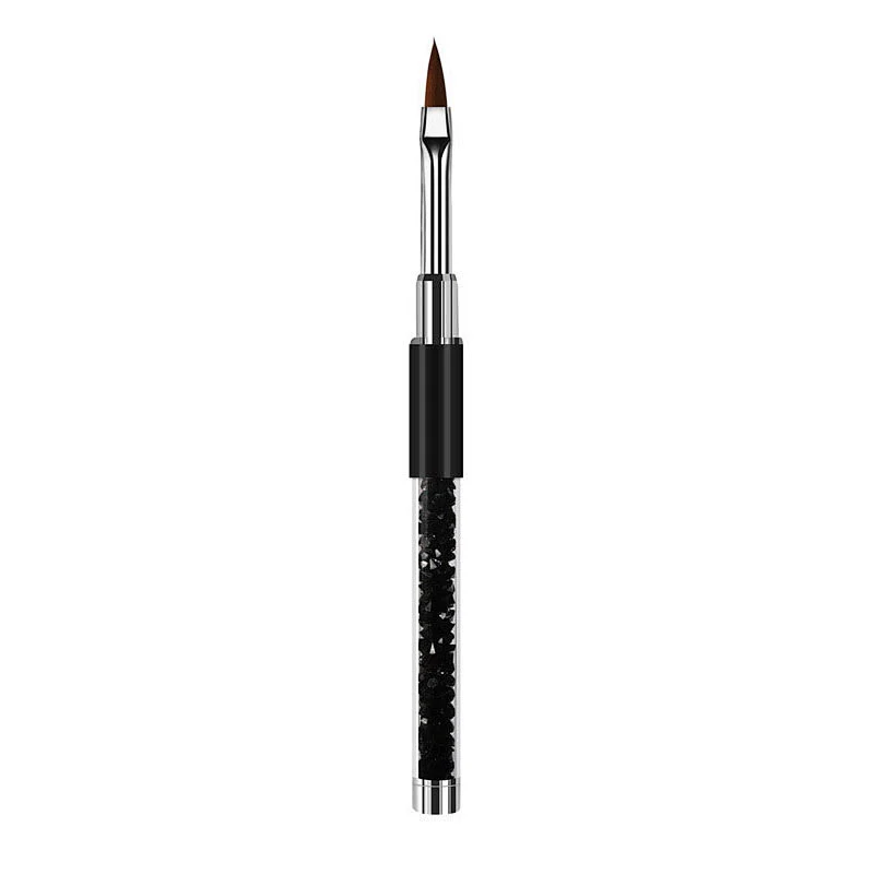 1Pcs Kolinsky Acrylic Handle Nail Brush Rhinestone DIY Drawing Pen Double-Colors Nails Art Gel Polish Painting Carving Brush