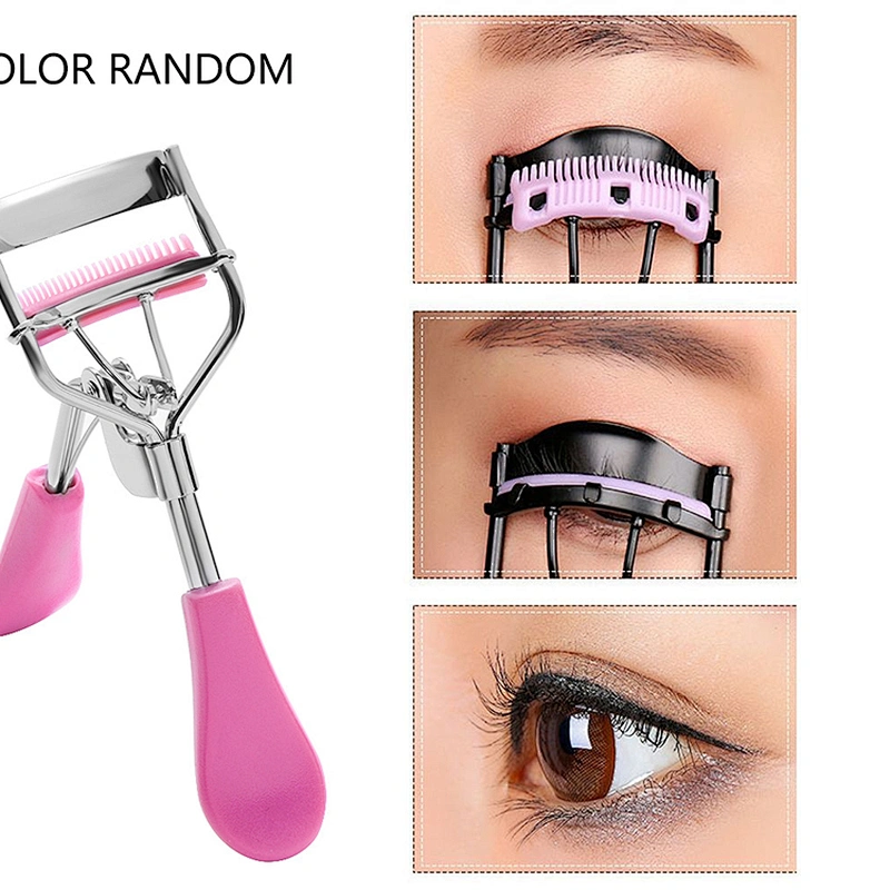 Random Color!!!1PC New Colorful Cosmetic Eyelash Curler With Comb Tweezers Curling Eyelash Clip Cosmetic Eye Beauty Tool