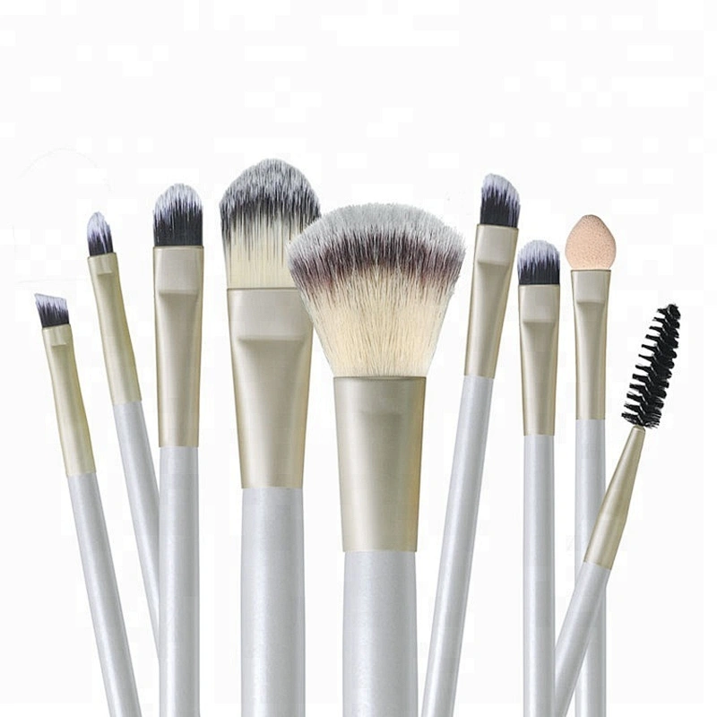 Imported Wholesale Makeup Brushes Set 9pcs Powder Foundation Cosmetics Makeup Brush Essential Kit with Metal Box