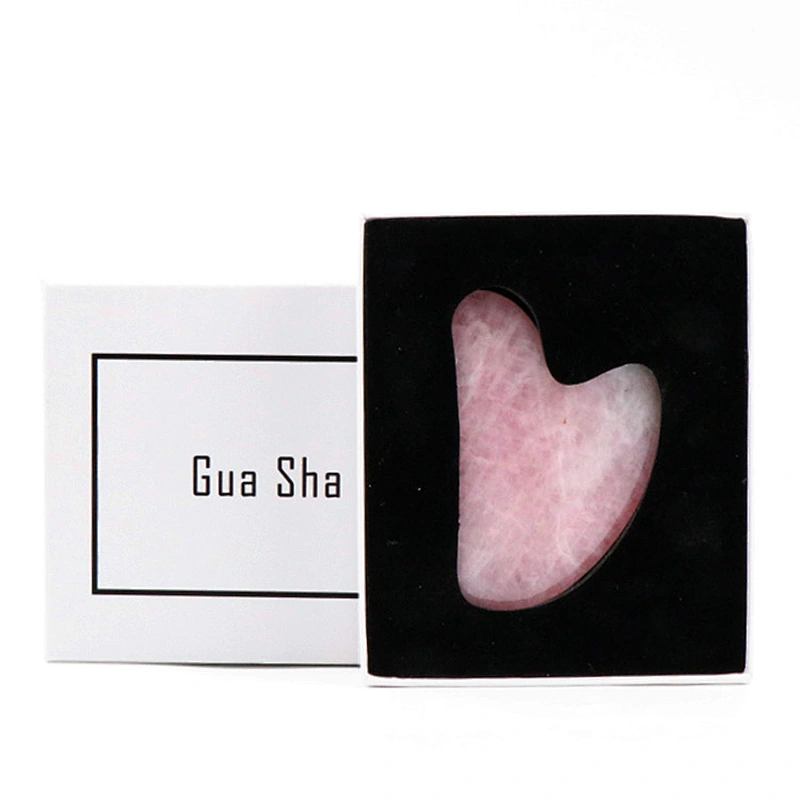 New Wholesale Private Label Custom Packing Body Massage Tool Bian Stone Tool Rose Quartz Natural Jade Face Gua Sha